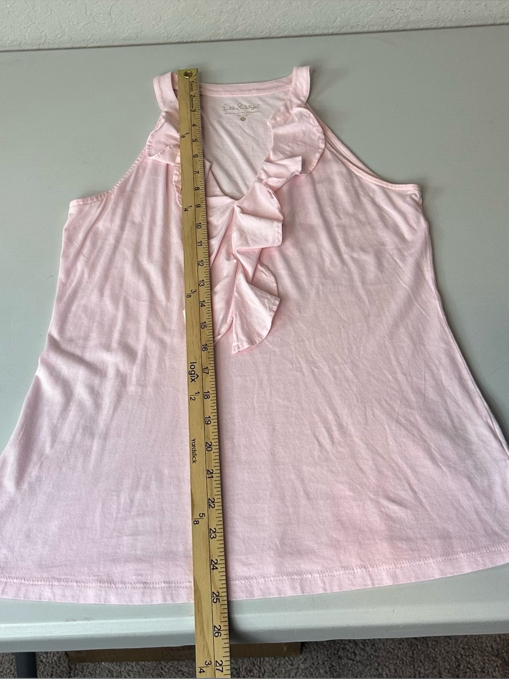 Lilly Pulitzer Light Pink Classic Ruffle Sleeveless Top Cotton Blend Size XS - Picture 6 of 9
